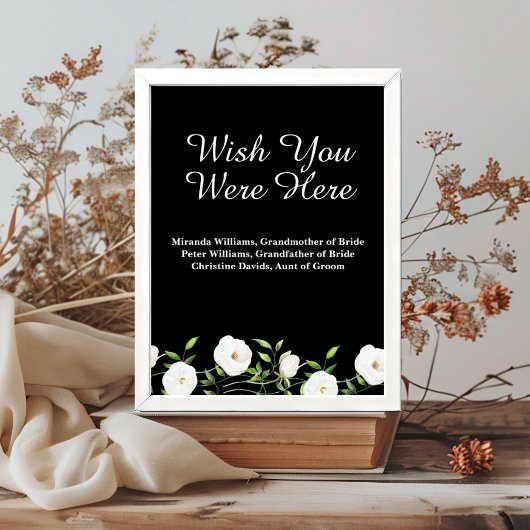 Poster Souhaitez-vous être ici Mariage Floral Blanc