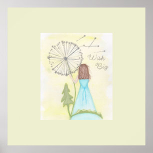 Poster Souhaitez-vous sur une petite fille en pandelier