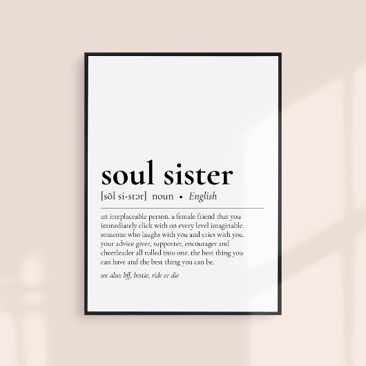 Poster Soul Soeur Définition Meilleur Ami Amitié Cadeau
