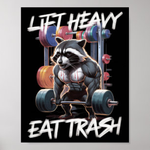 Poster Soulever lourd manger détritus musculation bodybui