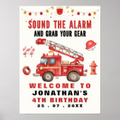 Poster Sound the Alarm! Firefighter Birthday Boy  (Devant)