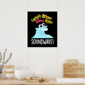 Poster Sound Wave Funny Ocean Pun Dark BG (Cuisine)