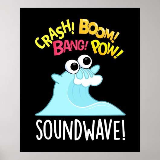 Poster Sound Wave Funny Ocean Pun Dark BG (Devant)