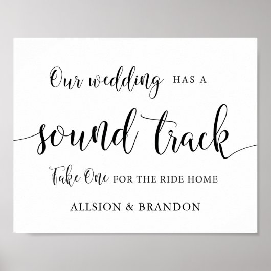 Poster Soundtrack mariage Music CD Wedding Favor Sign (Devant)