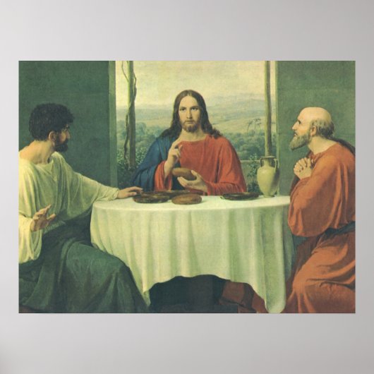 Poster Souper vintage à Emmaüs avec Jésus-Christ (Devant)