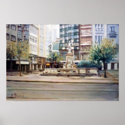 Poster Source de Neptuno (A La Corogne) /Neptune fountain (Devant)