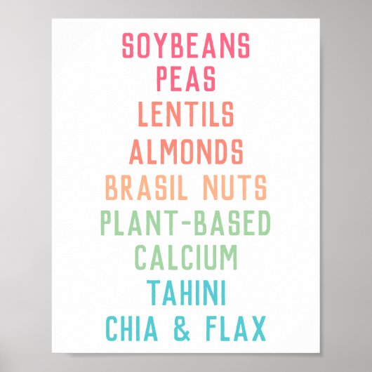 Poster Sources de calcium à base de plante Nutrition végé (Devant)