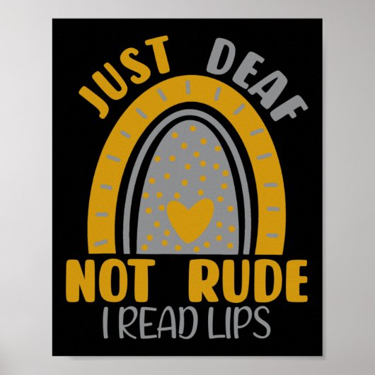 Poster Sourd Pas Rude Arc-en-ciel Sourde Sensibilisation (Devant)