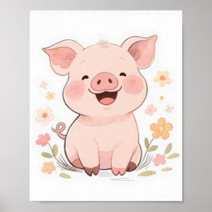 Poster souriant de cochon