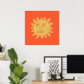 Poster Souriant Jaune Sun Art Rouge (Bureau à domicile)