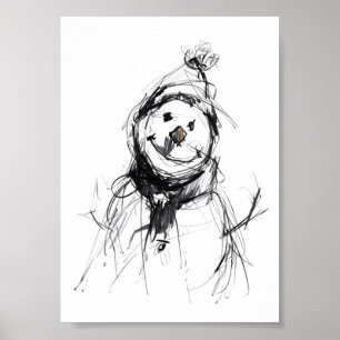 Poster Souriant joyeux bonhomme de neige