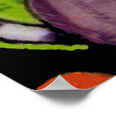 Poster Souriant Violet Valentine Chat Coeurs bonbons Noir (Coin)