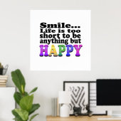 Poster Souriez et soyez heureux (Bureau à domicile)