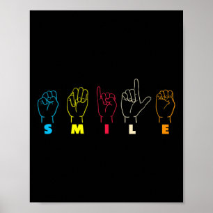 Poster Sourire Alphabet Asl Langue Des Signes Américaine