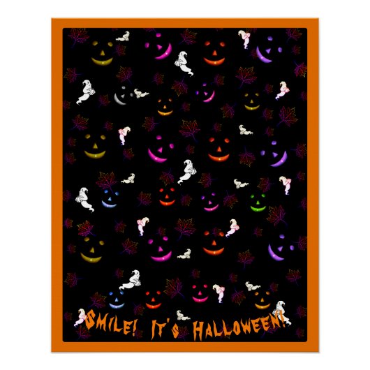 Poster Sourire C'est un joyeux Halloween Automne Fantôme  (Devant)