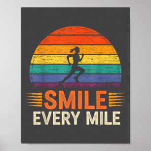 Poster Sourire drôle chaque mile course cool coureur disa