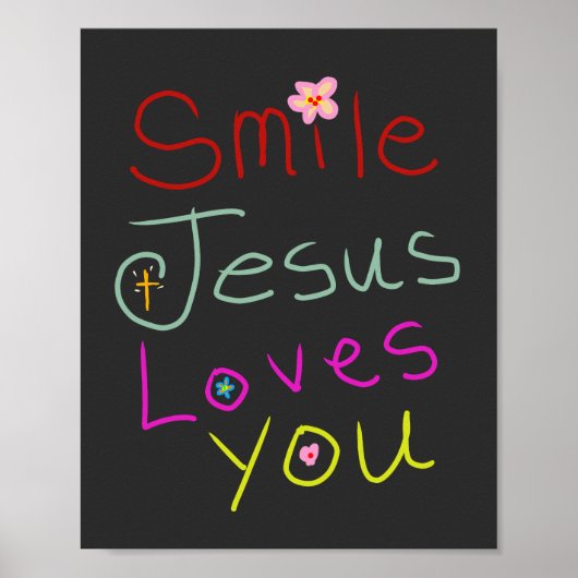 Poster « Sourire Jésus t'aime » Écriture colorée  (Devant)