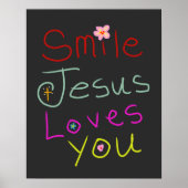 Poster « Sourire Jésus t'aime » Écriture colorée (Devant)