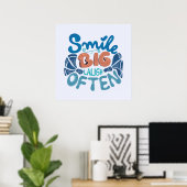 Poster Sourire large, rire souvent : Message chaleureux (Bureau à domicile)