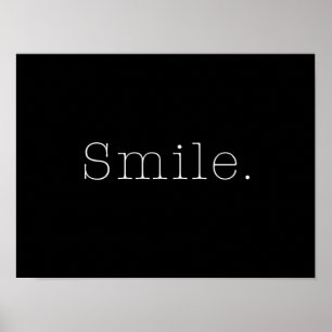 Poster Sourire. Modèle noir et blanc de citation de