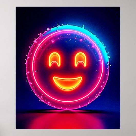 Poster Sourire Néon : Conception Lumineuse et Heureuse (Devant)