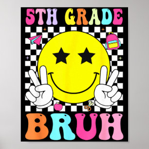 Poster sourire rétro visage 5e année de retour à l'école