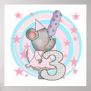 Poster Souris 3e anniversaire T-shirts et cadeaux
