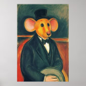 Poster Souris anthropomorphique en costume noir | Art AI (Devant)
