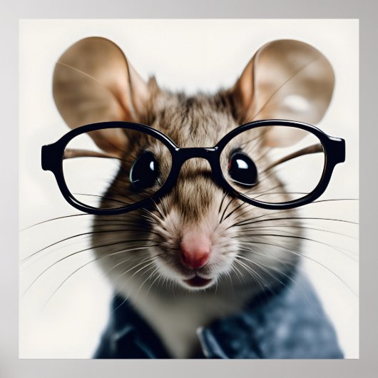 Poster Souris de champ Portant des lunettes (Devant)