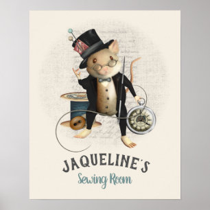 Poster Souris de couture victorienne de chapelier fou