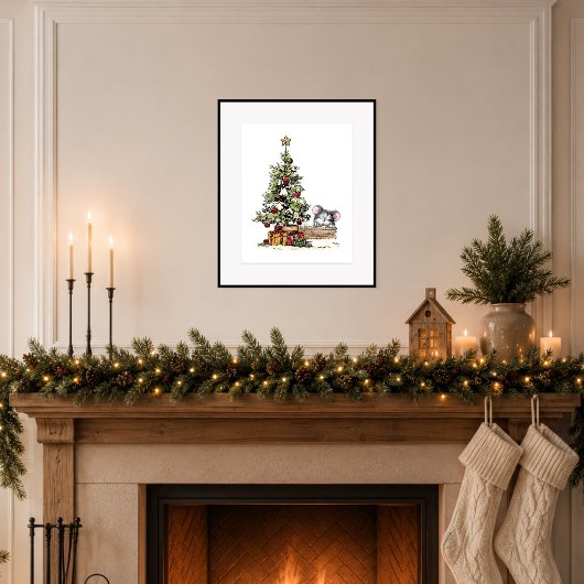 Poster Souris de Noël sous l'arbre