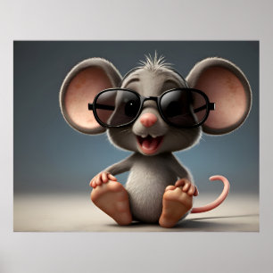 Poster Souris drôle avec lunettes