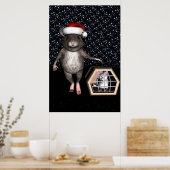 Poster Souris drôle du Père Noël (Cuisine)