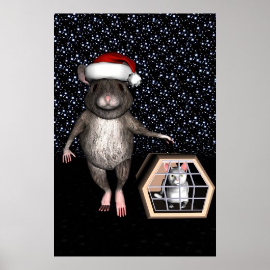 Poster Souris drôle du Père Noël (Devant)