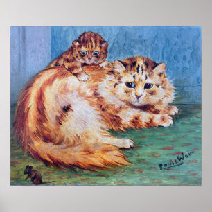Poster Souris effrontée et chats, Louis Wain