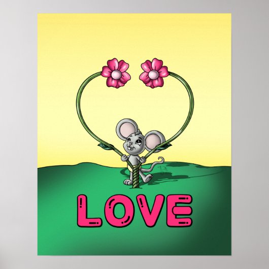 Poster Souris et Fleurs (Devant)