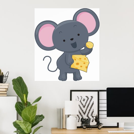 Poster Souris manger du fromage (Bureau à domicile)