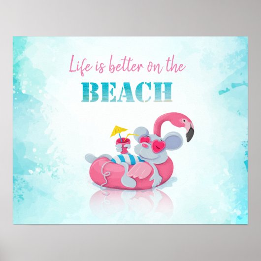 Poster Souris mignonne  Plage élégante (Devant)