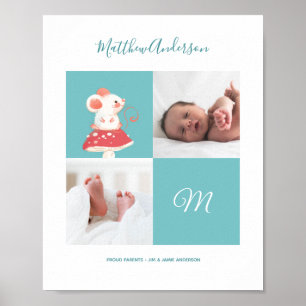 Poster Souris Rat ・ Alphabet Monogramme Baby shower migno
