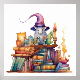Poster Souris sur des livres 3