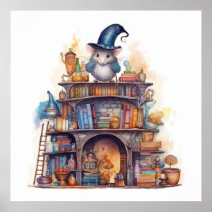 Poster Souris sur des livres 4
