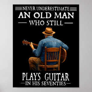 Poster Sous-estimer un vieil homme qui joue de la guitare