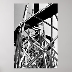 Poster Sous la glissière de tube d'eau // Noir et blanc