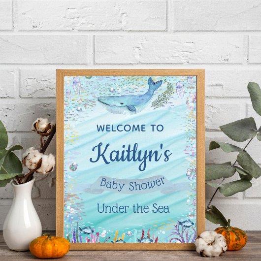 Poster Sous la mer | Accueil Baby shower à thème Océan