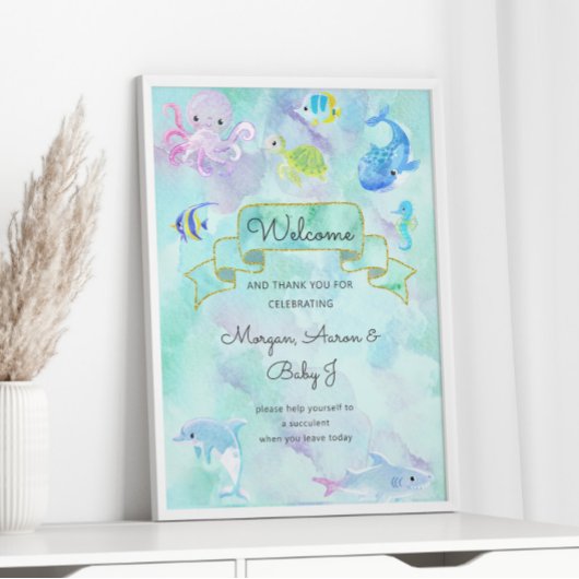 Poster Sous la mer Créatures mignonne Baby shower