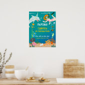 Poster Sous la mer dauphins et fête d'anniversaire fille (Cuisine)