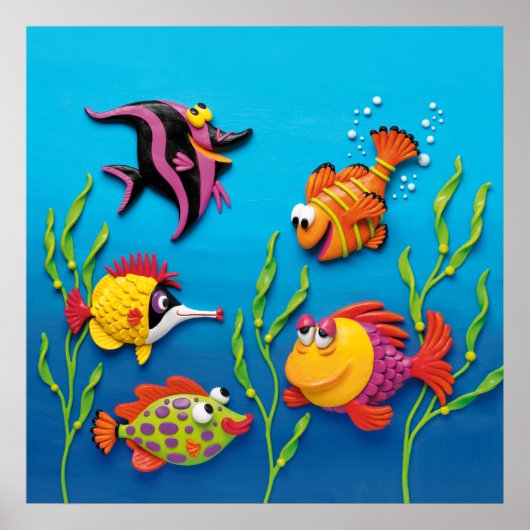Poster Sous la mer Poisson Bébé Garçon Douche Nursery (Devant)