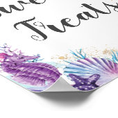 Poster Sous la mer Turquoise Violet Rose Sucreries (Coin)