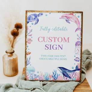 Poster Sous la tortue de mer Anniversaire de la table per