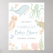 Poster Sous L'Affiche de bienvenue Baby shower Mer 18x24" (Devant)